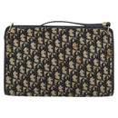 Christian Dior Trotter Canvas Schoudertas Marineblauw Goud Auth BA13143-2
