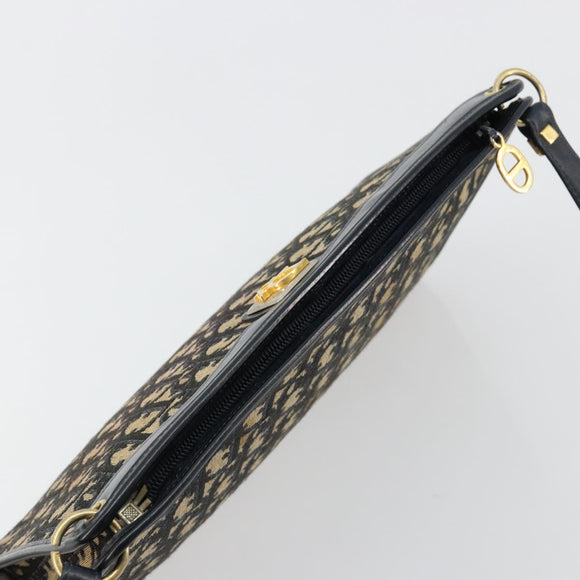 Christian Dior Trotter Canvas Schoudertas Marineblauw Goud Auth BA13143