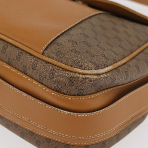 GUCCI Micro GG Supreme Shoulder Bag PVC Beige Gold Auth BA13145