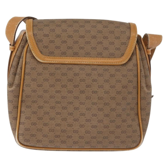 GUCCI Micro GG Supreme Shoulder Bag PVC Beige Gold Auth BA13145