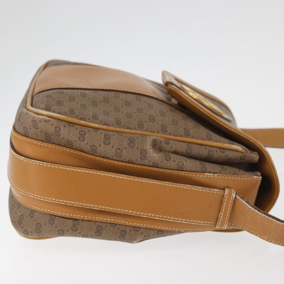 GUCCI Micro GG Supreme Shoulder Bag PVC Beige Gold Auth BA13145