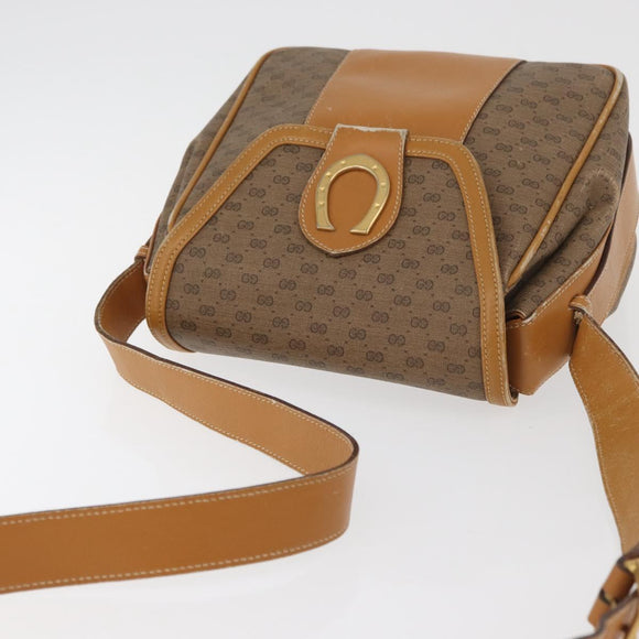 GUCCI Micro GG Supreme Shoulder Bag PVC Beige Gold Auth BA13145