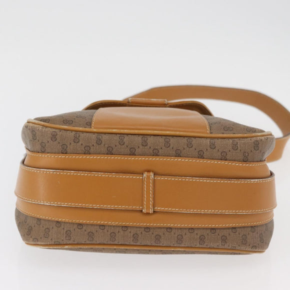 GUCCI Micro GG Supreme Shoulder Bag PVC Beige Gold Auth BA13145