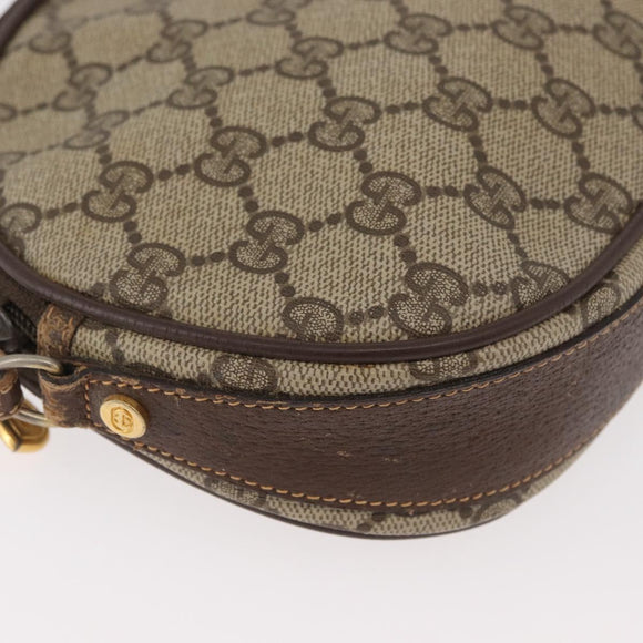GUCCI GG Supreme Shoulder Bag PVC Beige Gold Auth BA13146