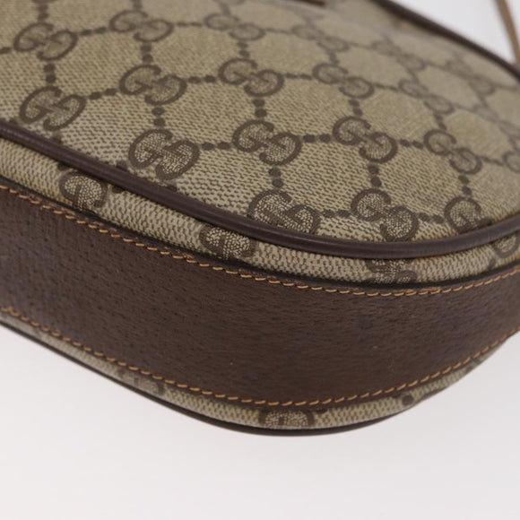 GUCCI GG Supreme Shoulder Bag PVC Beige Gold Auth BA13146
