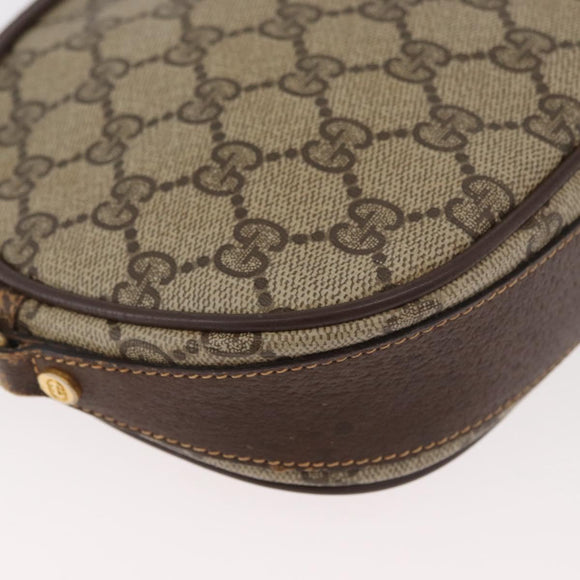 GUCCI GG Supreme Shoulder Bag PVC Beige Gold Auth BA13146