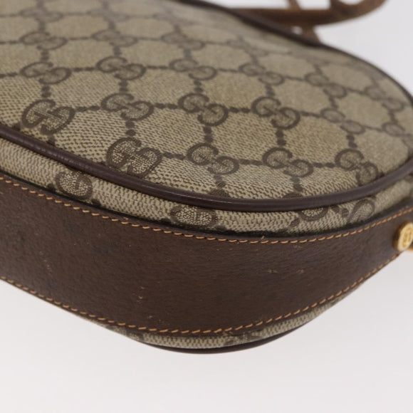 GUCCI GG Supreme Shoulder Bag PVC Beige Gold Auth BA13146