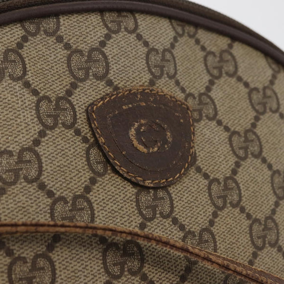 GUCCI GG Supreme Shoulder Bag PVC Beige Gold Auth BA13146