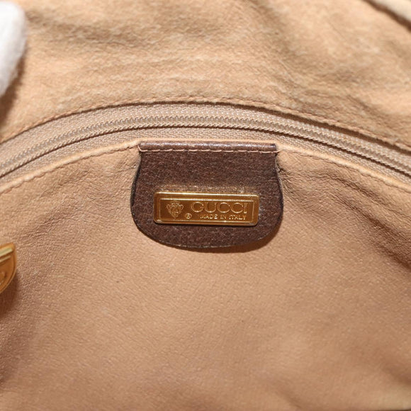 GUCCI GG Supreme Shoulder Bag PVC Beige Gold Auth BA13146