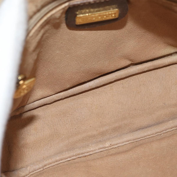 GUCCI GG Supreme Shoulder Bag PVC Beige Gold Auth BA13146