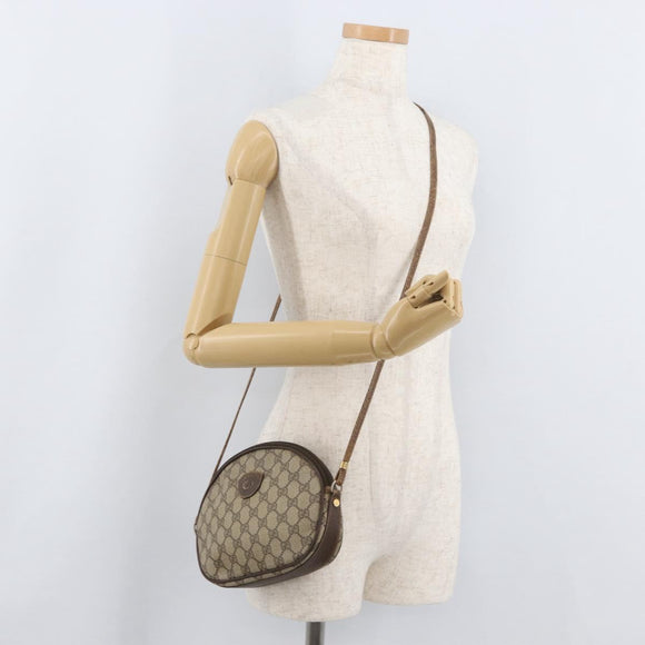 GUCCI GG Supreme Shoulder Bag PVC Beige Gold Auth BA13146