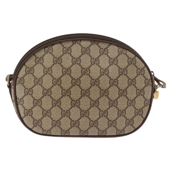 GUCCI GG Supreme Shoulder Bag PVC Beige Gold Auth BA13146