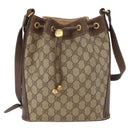 GUCCI GG Supreme Sherry Line Drawstring PVC Beige Red 164 02 034 Auth BA13148-2