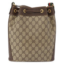 GUCCI GG Supreme Sherry Line Drawstring PVC Beige Red 164 02 034 Auth BA13148-3