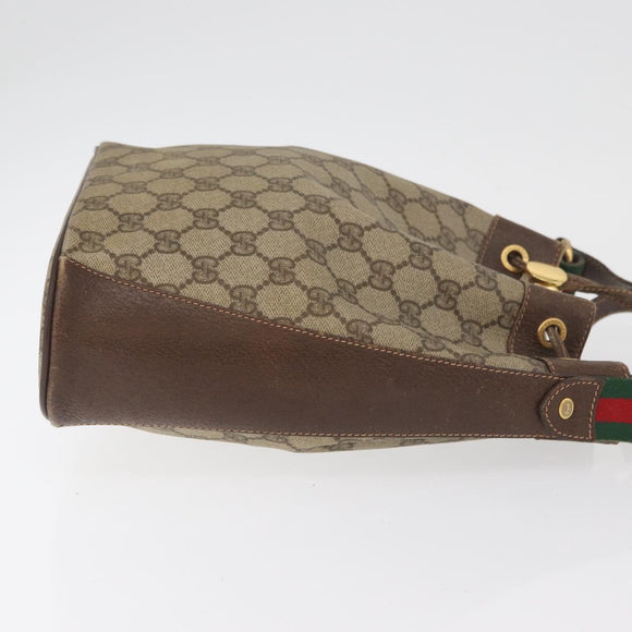 GUCCI GG Supreme Sherry Line Drawstring PVC Beige Red 164 02 034 Auth BA13148