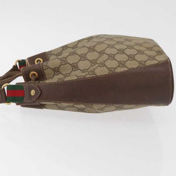 GUCCI GG Supreme Sherry Line Drawstring PVC Beige Red 164 02 034 Auth BA13148