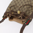 GUCCI GG Supreme Sherry Line Drawstring PVC Beige Red 164 02 034 Auth BA13148-6