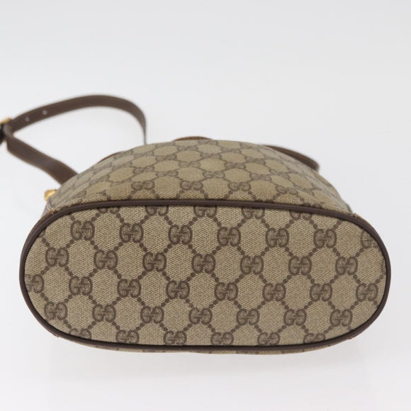 GUCCI GG Supreme Sherry Line Drawstring PVC Beige Red 164 02 034 Auth BA13148