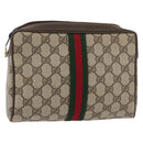 GUCCI GG Supreme Web Sherry Line Tas PVC Beige Rood 32 014 3553 Auth BA13149-1