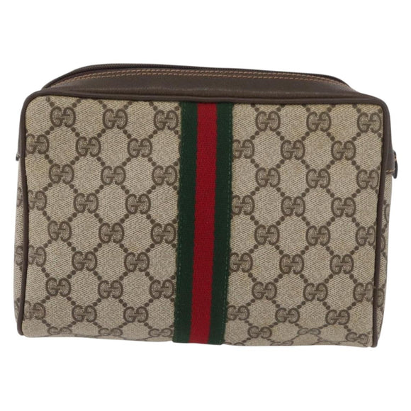GUCCI GG Supreme Web Sherry Line Tas PVC Beige Rood 32 014 3553 Auth BA13149