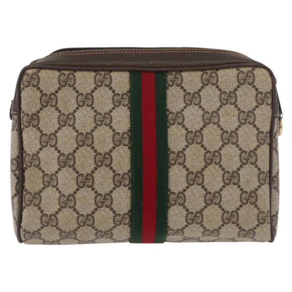 GUCCI GG Supreme Web Sherry Line Tas PVC Beige Rood 32 014 3553 Auth BA13149