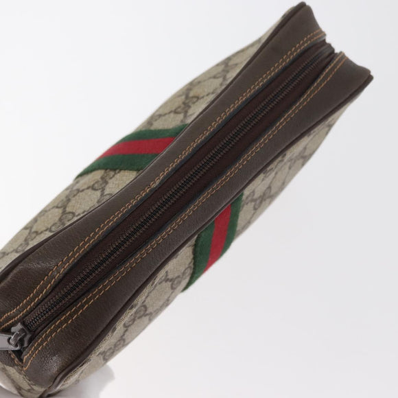 GUCCI GG Supreme Web Sherry Line Tas PVC Beige Rood 32 014 3553 Auth BA13149