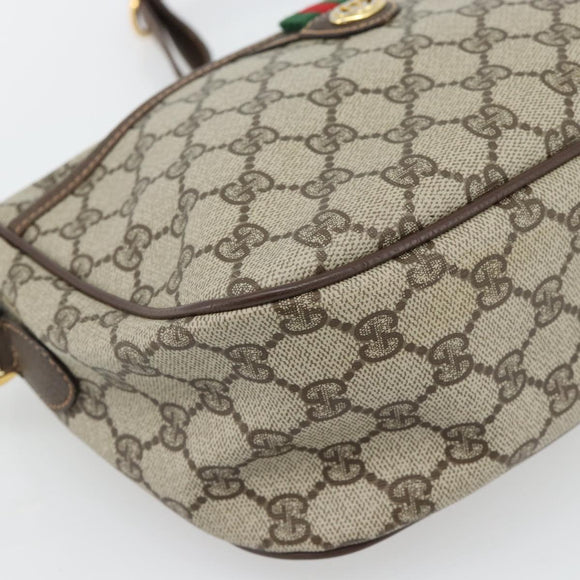 GUCCI GG Supreme Web Sherry Line Tasche PVC Beige Gold 89 02 077 Auth BA13151
