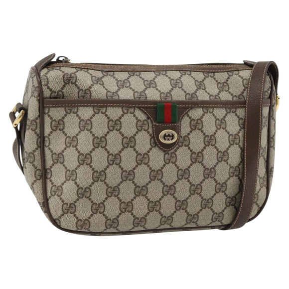 GUCCI GG Supreme Web Sherry Line Tasche PVC Beige Gold 89 02 077 Auth BA13151