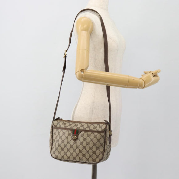 GUCCI GG Supreme Web Sherry Line Tasche PVC Beige Gold 89 02 077 Auth BA13151