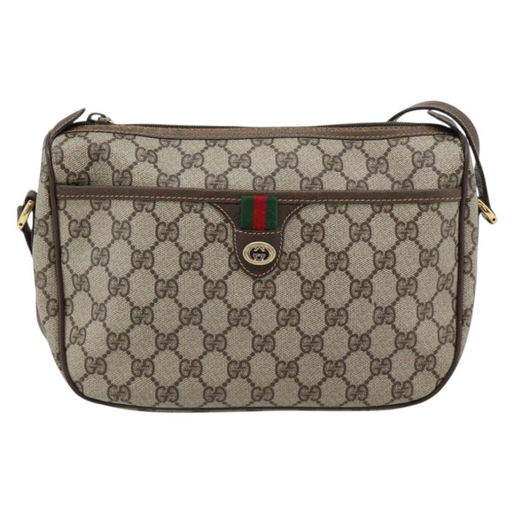 GUCCI GG Supreme Web Sherry Line Tasche PVC Beige Gold 89 02 077 Auth BA13151