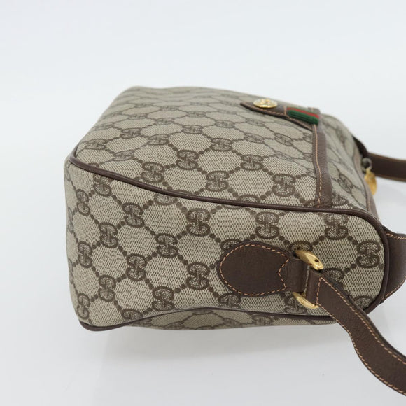 GUCCI GG Supreme Web Sherry Line Tasche PVC Beige Gold 89 02 077 Auth BA13151