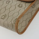 Christian Dior Honeycomb Canvas Schoudertas PVC Beige Goud Auth BA13152-9