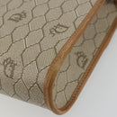 Christian Dior Honeycomb Canvas Schoudertas PVC Beige Goud Auth BA13152-15