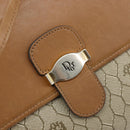 Christian Dior Honeycomb Canvas Schoudertas PVC Beige Goud Auth BA13152-17