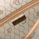Christian Dior Honeycomb Canvas Schoudertas PVC Beige Goud Auth BA13152-18