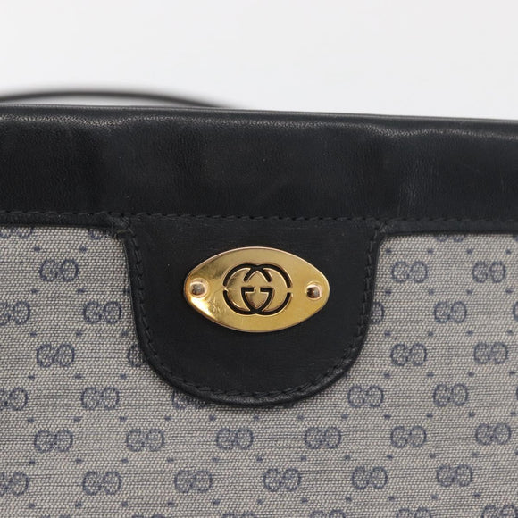 GUCCI Micro GG Supreme Shoulder Bag PVC Navy Gold Auth BA13153