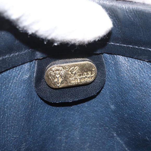 GUCCI Micro GG Supreme Shoulder Bag PVC Navy Gold Auth BA13153