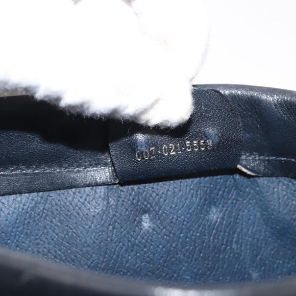 GUCCI Micro GG Supreme Shoulder Bag PVC Navy Gold Auth BA13153