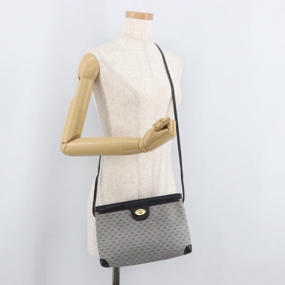 GUCCI Micro GG Supreme Shoulder Bag PVC Navy Gold Auth BA13153