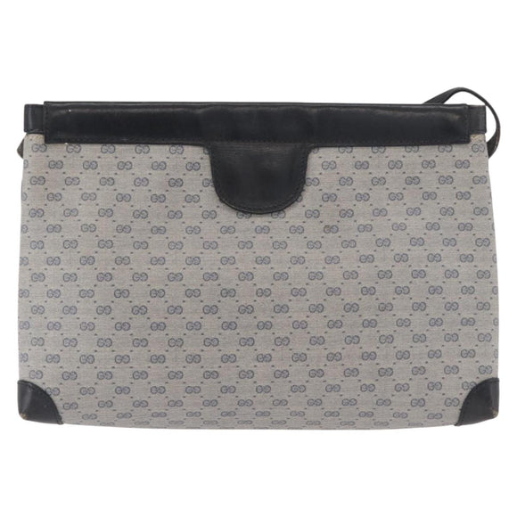 GUCCI Micro GG Supreme Shoulder Bag PVC Navy Gold Auth BA13153