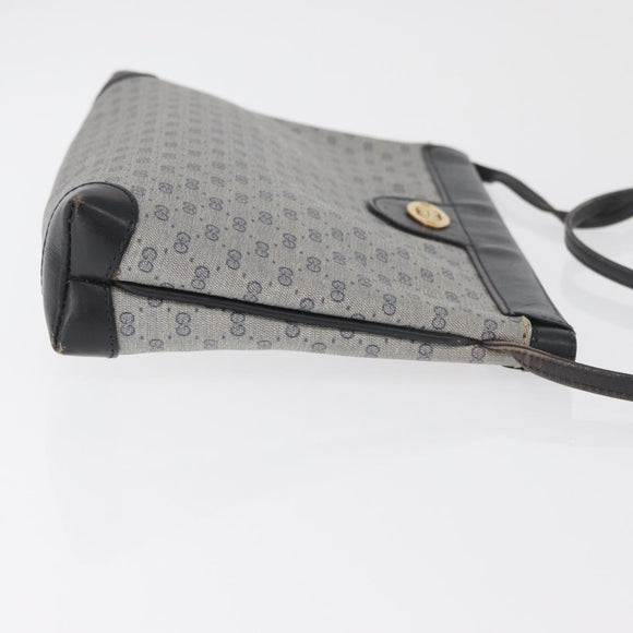 GUCCI Micro GG Supreme Shoulder Bag PVC Navy Gold Auth BA13153