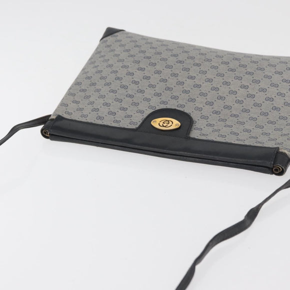 GUCCI Micro GG Supreme Shoulder Bag PVC Navy Gold Auth BA13153