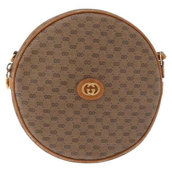 GUCCI Micro GG Supreme Umhängetasche PVC Beige Gold Auth BA13154