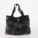 Salvatore Ferragamo Hand Bag Nylon Patent Leather 2 Set Black Auth BA13155-2