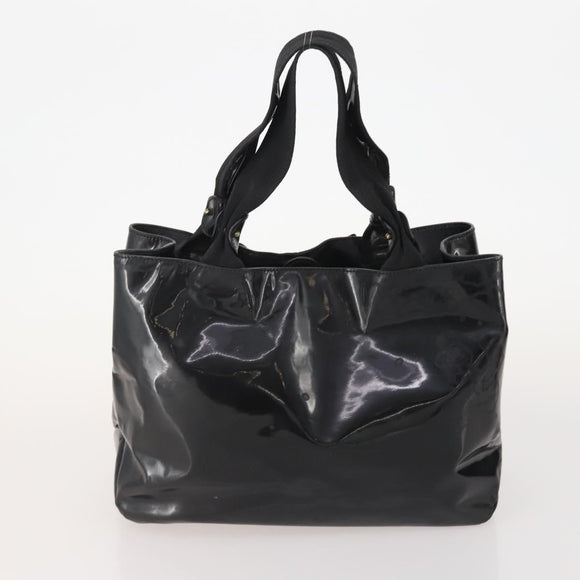 Salvatore Ferragamo Hand Bag Nylon Patent Leather 2 Set Black Auth BA13155