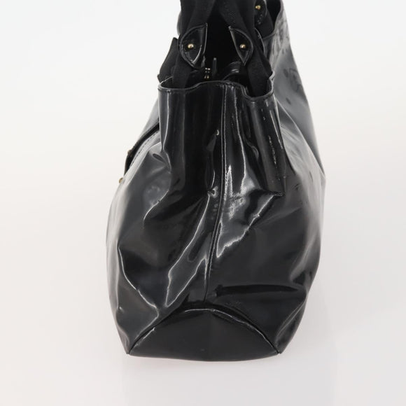 Salvatore Ferragamo Hand Bag Nylon Patent Leather 2 Set Black Auth BA13155