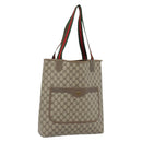 GUCCI GG Supreme Web Sherry Line Tote Bag PVC Beige 39 02 003 Auth BA13156-1