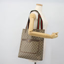 GUCCI GG Supreme Web Sherry Line Tote Bag PVC Beige 39 02 003 Auth BA13156-22