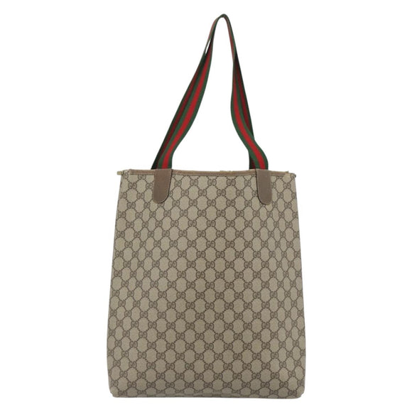 GUCCI GG Supreme Web Sherry Line Tote Bag PVC Beige 39 02 003 Auth BA13156
