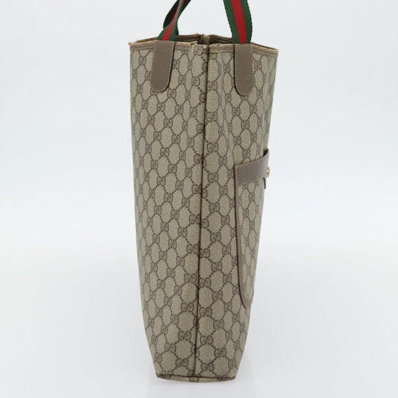 GUCCI GG Supreme Web Sherry Line Tote Bag PVC Beige 39 02 003 Auth BA13156